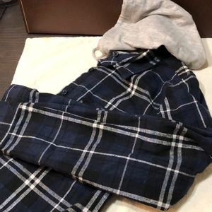 Plaid shirt with removable hood